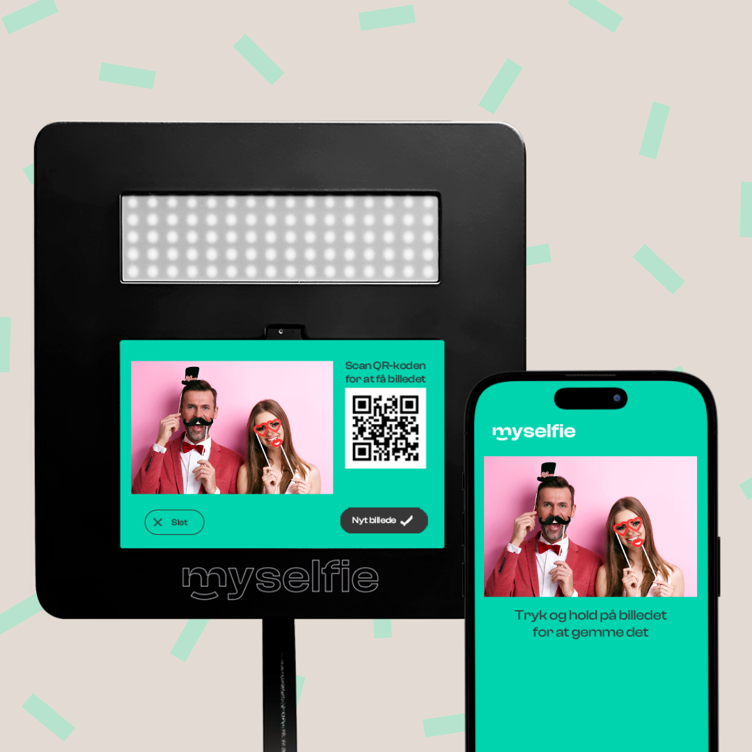 Myselfie Premium | Photo Booth med print & vores populære lydgæstebog