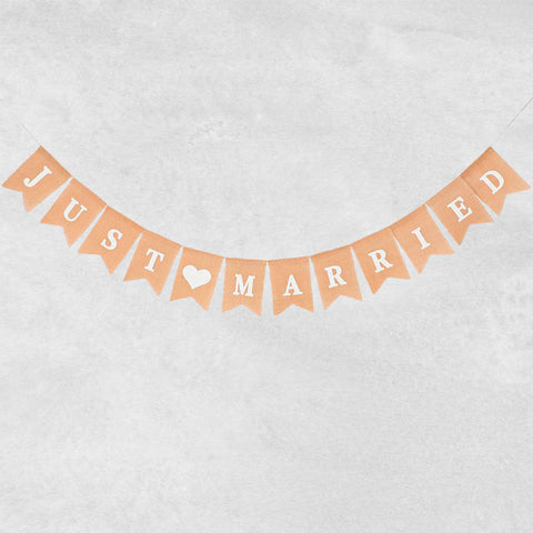 Just Married i stof - på snor